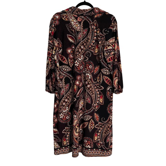 Karin Stevens Paisley Lace Up Neck 3/4 Sleeve Midi Dress Size 16 - Picture 3 of 7